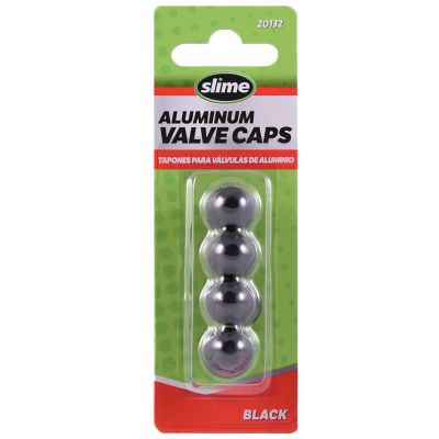 Slime Anodized Aluminum Tire Valve Caps, Black