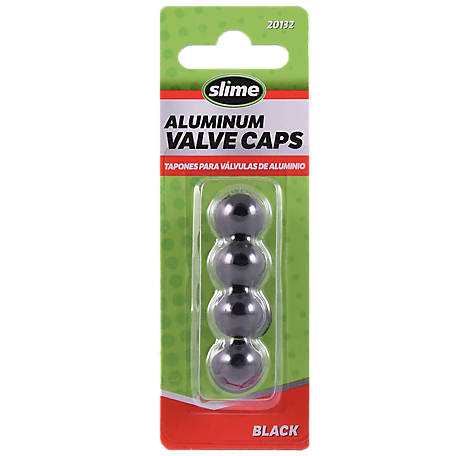 Slime Anodized Aluminum Tire Valve Caps, Black