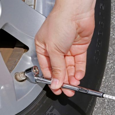 Image showing  10-120 PSI Dual Head Pencil Tire Pressure Gauge with Valve Extenders