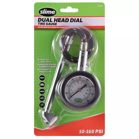 Slime 10-160 PSI Dual Head Dial Tire Gauge Tire Pressure Gauges