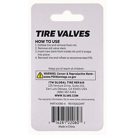 Slime Tubeless Tyre Valve Pair TR 413 2pc - 2080-A - Slime
