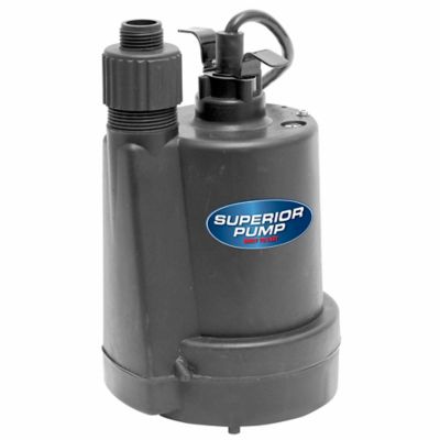 Superior Pump 1/4 HP 120V Electric Submersible Thermoplastic Utility Pump, 1,800 GPH