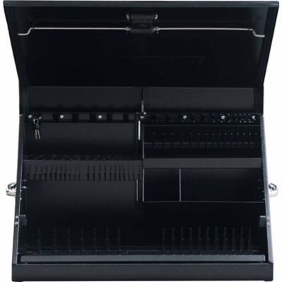 Image showing 10 th Montezuma 15-1/4 in. x 30-3/4 in. x 18-1/4 in. Portable Steel Toolbox, Black, 66.14 lb., 500 lb. Capacity