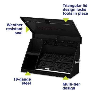 Image showing 13 th Montezuma 15-1/4 in. x 30-3/4 in. x 18-1/4 in. Portable Steel Toolbox, Black, 66.14 lb., 500 lb. Capacity