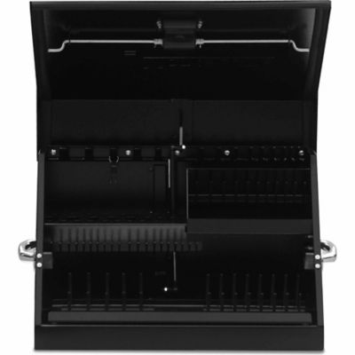 Image showing 5 th Montezuma 15-1/4 in. x 23-7/10 in. x 18-1/4 in. Portable Steel Tool Box, Black, 66.14 lb., 500 lb. Capacity