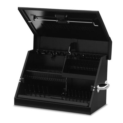 Image showing 7 th Montezuma 15-1/4 in. x 23-7/10 in. x 18-1/4 in. Portable Steel Tool Box, Black, 66.14 lb., 500 lb. Capacity