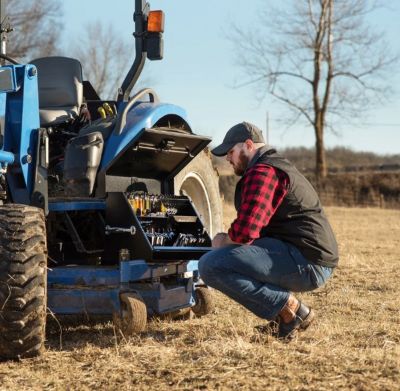 Image showing 9 th Montezuma 15-1/4 in. x 23-7/10 in. x 18-1/4 in. Portable Steel Tool Box, Black, 66.14 lb., 500 lb. Capacity