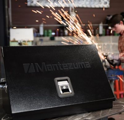 Image showing 10 th Montezuma 15-1/4 in. x 23-7/10 in. x 18-1/4 in. Portable Steel Tool Box, Black, 66.14 lb., 500 lb. Capacity