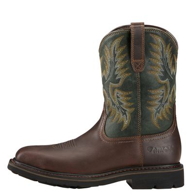 Image showing  Men's Sierra Wide Square Steel Toe Work Boots, Dark Brown