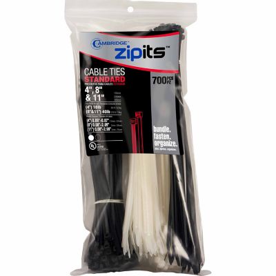 Cambridge 4 in., 8 in. and 11 in. Standard Cable Ties, Assortment, Black/Natural