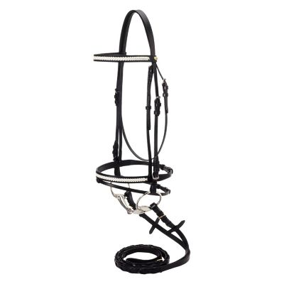 Tough1 Silver Fox Snaffle Show English Bridle, Brown