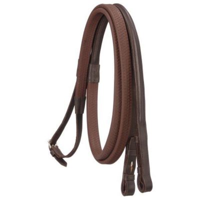 Tough-1 Raised Leather Reins with Rubber Grip, 5/8 in. x 54 in.