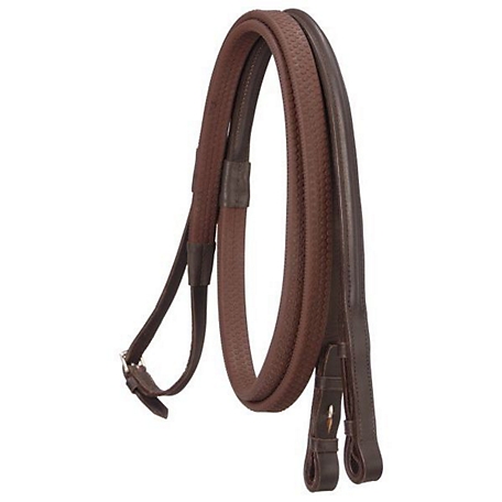 Tough-1 Raised Leather Reins with Rubber Grip, 5/8 in. x 54 in.