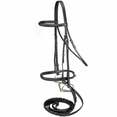 Tough-1 Knit Braided Show Bridle with Laced Reins