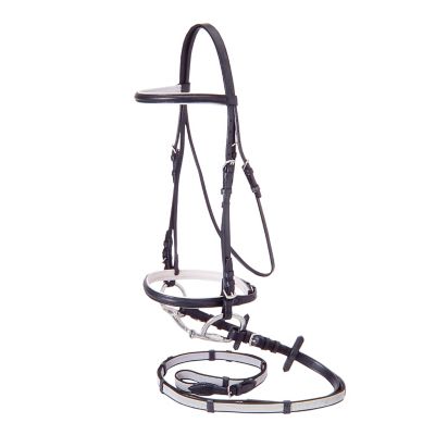 Tough-1 Padded Snaffle Bridle with Super Grip Reins