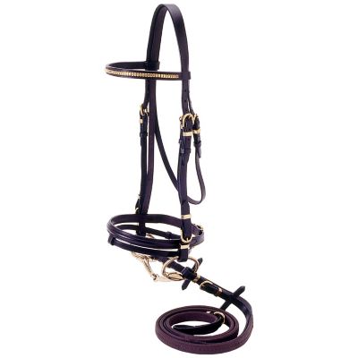 Tough1 Flash Bridle with Brass Browband