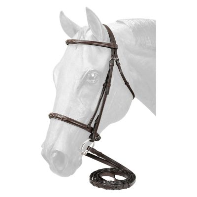 Tough-1 Fancy-Stitched Raised Snaffle Bridle, Full, Brown
