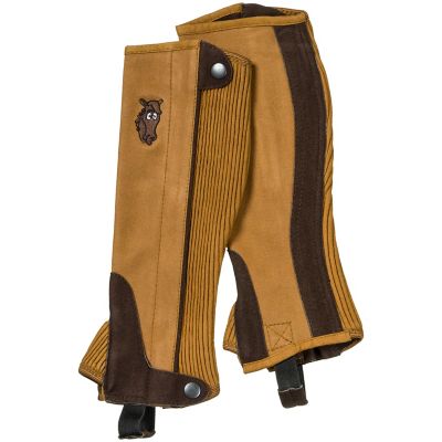 Tough-1 Unisex Kids' Synthetic Luxury Suede Half Chaps with Embroidered Horse Head