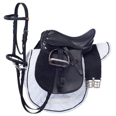 Tough-1 All-Purpose Miniature Horse English Saddle Set, 12 in.