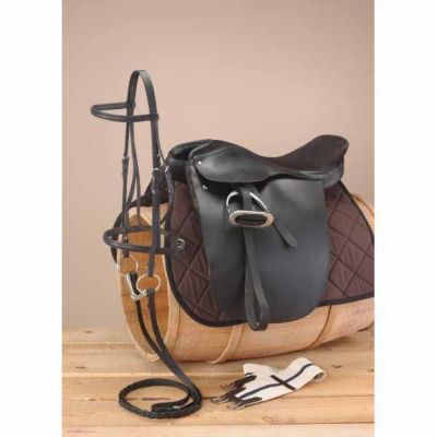 Tough-1 Liberty Lane Fox Suede Seat English Show Saddle Set