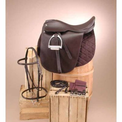 Tough-1 Liberty Lane Fox Smooth Seat English Show Saddle Set