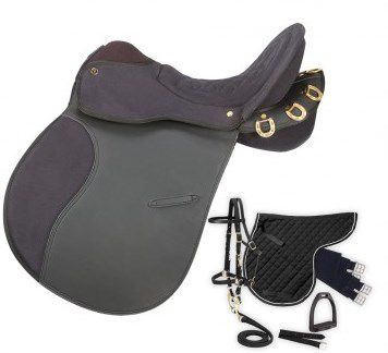 Image showing  6 pc. Eclipse Pro Am Trail Endurance Riding Saddle without Horn Set, Black, 15 lb.