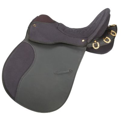 Tough-1 6 pc. Eclipse Pro Am Trail Saddle without Horn Set Endurance Riding, Black, 15 lb.