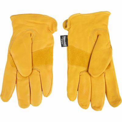 Premium Leather Yellow Driver Gloves Fleece Lined Lorry Driving Work Gloves UK 