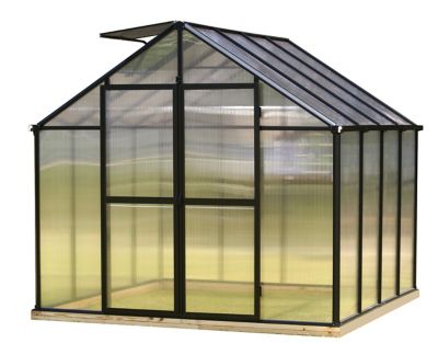 Monticello 8 ft. L x 8 ft. W Black Backyard Greenhouse, Premium Package
