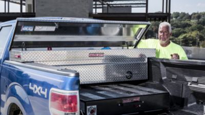 Image showing  19.25 in. x 20.25 in. Textured Matte Black Aluminum All-Purpose Full Compact Truck Tool Chest, 10 cu. ft.