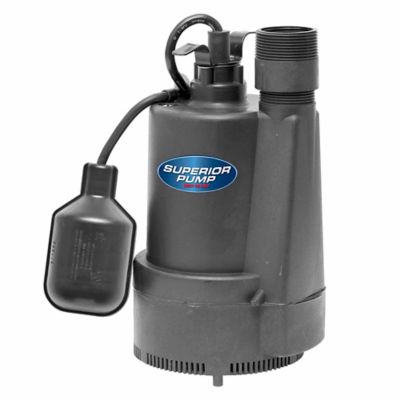 Superior Pump 1/3 HP 120V Electric Submersible Thermoplastic Sump Pump, 2,400 GPH