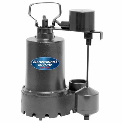 Superior Pump 1/3 HP 120V Electric Submersible Cast Iron Sump Pump, 2,760 GPH