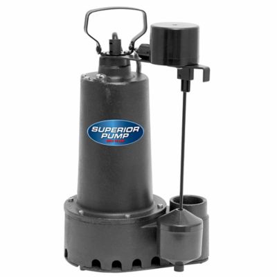 Superior Pump 1/3 HP Submersible Cast Iron Sump Pump, 3,600 GPH, 92352