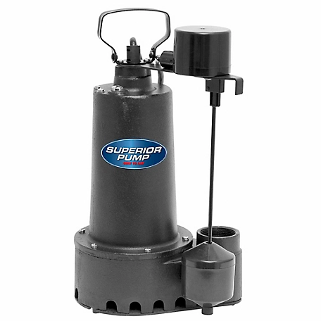 Superior Pump 1/3 HP Submersible Cast Iron Sump Pump, 3,600 GPH, 92352