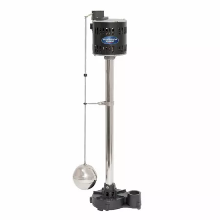 Superior Pump Stainless Steel/Cast Iron Electric Pedestal Sump Pump 1/3 HP 120V 3 000 GPH Sump Pumps