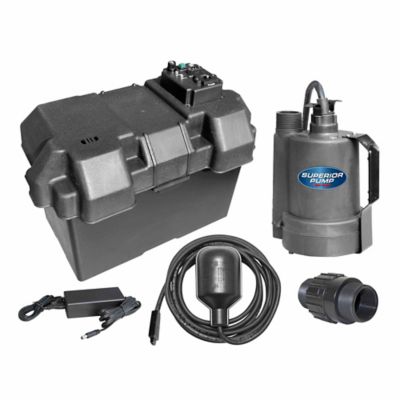 pump sump battery backup float system switch volt superior submersible 12v emergency kit powered tractorsupply tethered