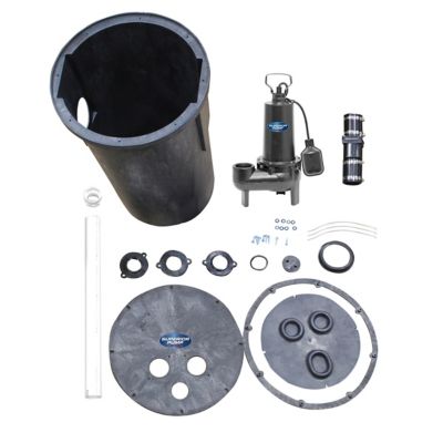 Image showing  1/2 HP 120V Electric Pre-Assembled Simplex Sewage Pump Kit, 80 GPM