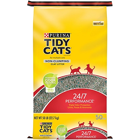 Tidy Cats Purina Non Clumping Cat Litter, 24/7 Performance Multi Cat Litter - 50 lb. Bag