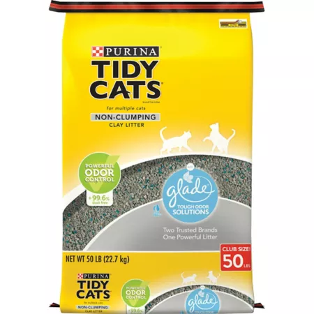 Tidy Cats Purina Glade Clear Springs Scented Non-Clumping Clay Cat Litter Multi-Cat 50 lb Bag Cat Litter