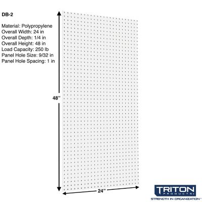 Image showing  (2) 24 in. x 48 in. x 1/4 in. White Polypropylene Pegboards with 9/32 in. Hole Size and 1 in. O.C. Hole Spacing