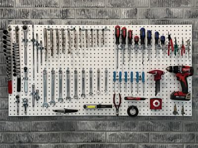 Image showing  (2) 24 in. x 48 in. x 1/4 in. White Polypropylene Pegboards with 9/32 in. Hole Size and 1 in. O.C. Hole Spacing