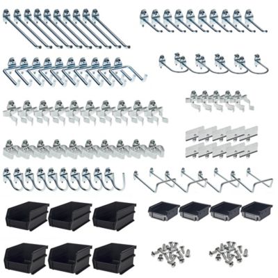 Triton Products Zinc Plated Steel Hook and Bin Assortment for 1/8 in. and 1/4 in. Pegboard (84 Asst Hooks and 10 Bins), 95 pc.