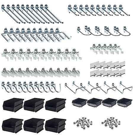 Triton Products 95 pc. Zinc Plated Steel Hook and Bin Assortment for 1/8 in. and 1/4 in. Pegboard (84 Asst Hooks and 10 Bins)