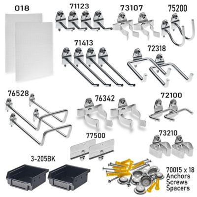 Image showing  Wall Organizer, 24 Hooks, 2 DuraBoards, 4 pc. Bin System and Mounting Hardware Kit