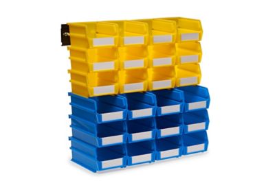 Triton Products Wall Storage Unit with (12) 5-3/8 L x 4-1/8 W x 3 H Yellow Bins & (12) 7-3/8 L x 4-1/8 W x 3 H Blue Bins
