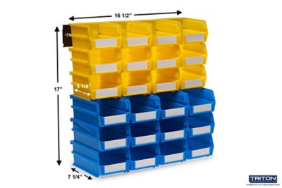 Image showing  Wall Storage Unit, (12) 5-3/8 in. x 4-1/8 in. x 3 in. Yellow Bins, (12) 7-3/8 in. x 4-1/8 in. x 3 in. Blue Bins