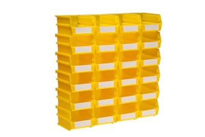 Triton Products 5-3/8 in. L x 4-1/8 in. W x 3 in. H Yellow Stacking, Hanging, Interlocking Polypropylene Bins, 24 CT