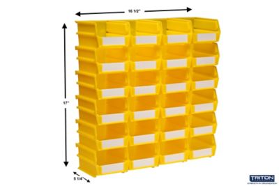 Image showing  Stacking, Hanging and Interlocking Polypropylene Bins, 5-3/8 in. x 4-1/8 in. x 3 in., Yellow, 24-Pack