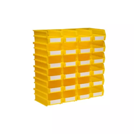 Triton Products 7-3/8 in L x 4-1/8 in W x 3 in H Yellow Stackable Hanging Locking Polypropylene Bins 24 CT Storage Bins