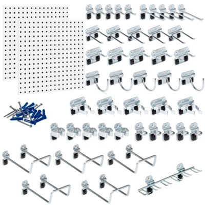Triton Products (2) 24 in. x 24 in. x 9/16 in. White Epoxy, 18 Gauge Steel Square Hole Pegboards, LB1-KIT